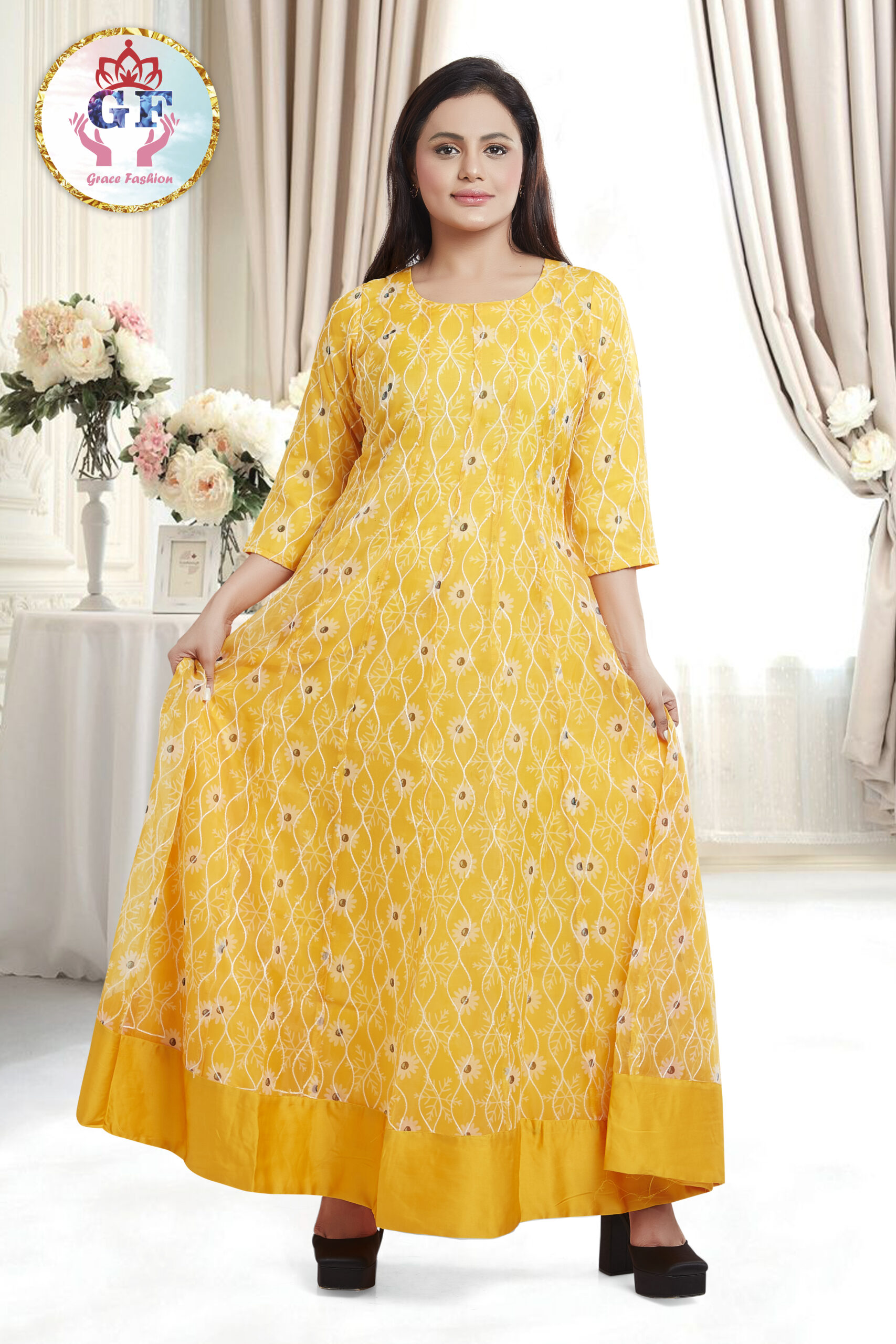 Full Length Kali Gown With Dupatta – Grace Fashion